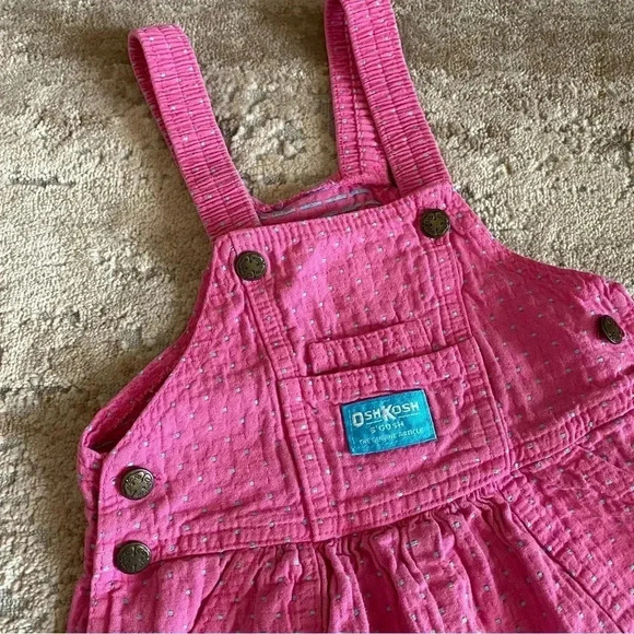 Oshkosh B’Gosh RARE Vintage Made in the USA Overalls Pink Polka Dot 100% Cotton - Picture 4 of 10
